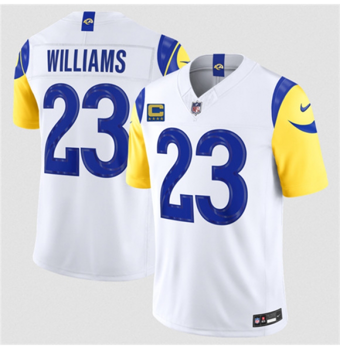 Men's Los Angeles Rams #23 Kyren Williams White 2026 F.U.S.E. 4-Star C Vapor Limited Football Stitched Jersey