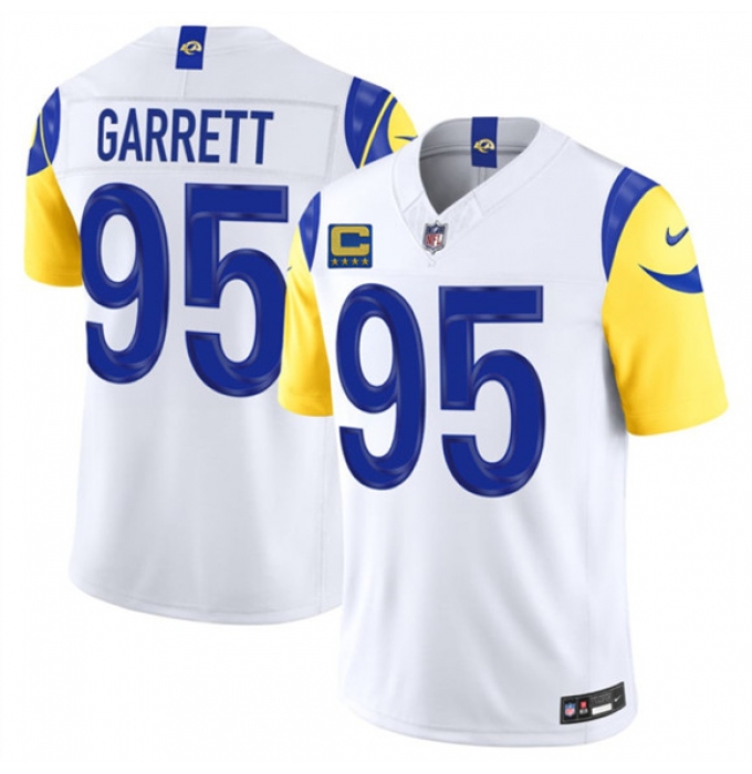 Men's Los Angeles Rams #95 Myles Garrett White 2026 F.U.S.E. 4-Star C Vapor Limited Football Stitched Jersey