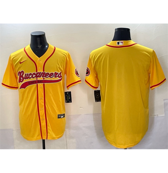 Men's Tampa Bay Buccaneers Blank Gold Cool Base Stitched Baseball Jersey