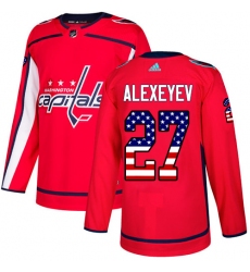 Men's Adidas Washington Capitals #27 Alexander Alexeyev Authentic Red USA Flag Fashion NHL Jersey
