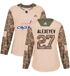 Women's Adidas Washington Capitals #27 Alexander Alexeyev Authentic Camo Veterans Day Practice NHL Jersey