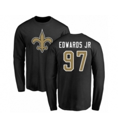 Football New Orleans Saints #97 Mario Edwards Jr Black Name & Number Logo Long Sleeve T-Shirt