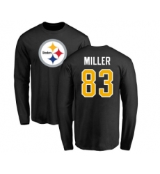 Football Pittsburgh Steelers #83 Heath Miller Black Name & Number Logo Long Sleeve T-Shirt