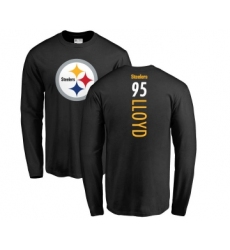 Football Pittsburgh Steelers #95 Greg Lloyd Black Backer Long Sleeve T-Shirt