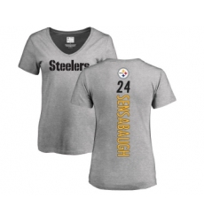 Football Women's Pittsburgh Steelers #24 Coty Sensabaugh Black Name & Number Logo Slim Fit T-Shirt