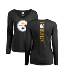 Football Women's Pittsburgh Steelers #80 Jack Butler Black Backer Slim Fit Long Sleeve T-Shirt