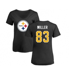 Football Women's Pittsburgh Steelers #83 Heath Miller Black Name & Number Logo Slim Fit T-Shirt