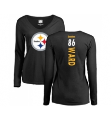 Football Women's Pittsburgh Steelers #86 Hines Ward Black Backer Slim Fit Long Sleeve T-Shirt