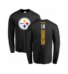 Pittsburgh Steelers #18 Diontae Johnson Black Backer Long Sleeve T-Shirt