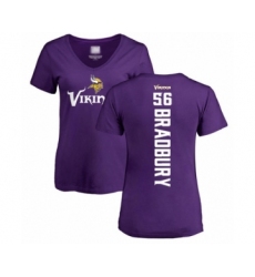Football Women's Minnesota Vikings #56 Garrett Bradbury Purple Backer Slim Fit T-Shirt
