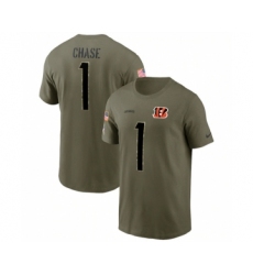 Men's Cincinnati Bengals #1 Ja'Marr Chase 2022 Olive Salute to Service T-Shirt
