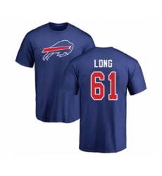 Football Buffalo Bills #61 Spencer Long Royal Blue Name & Number Logo T-Shirt
