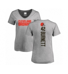 Football Women's Cleveland Browns #42 Morgan Burnett Ash Backer V-Neck T-Shirt