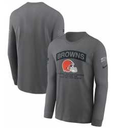 Men's Cleveland Browns Gray 2026 Salute to Service Long Sleeve T-Shirt