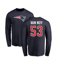 Football New England Patriots #53 Kyle Van Noy Navy Blue Name & Number Logo Long Sleeve T-Shirt