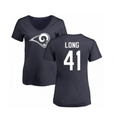 Football Women's Los Angeles Rams #41 David Long Navy Blue Name & Number Logo Slim Fit T-Shirt