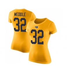 Women's Los Angeles Rams #32 Eric Weddle Gold Rush Pride Name & Number T-Shirt