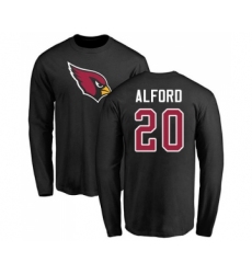 Football Arizona Cardinals #20 Robert Alford Black Name & Number Logo Long Sleeve T-Shirt