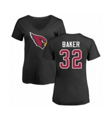Football Women's Arizona Cardinals #32 Budda Baker Black Name & Number Logo T-Shirt