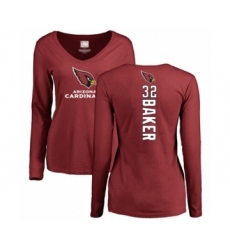 Football Women's Arizona Cardinals #32 Budda Baker Maroon Backer Long Sleeve T-Shirt