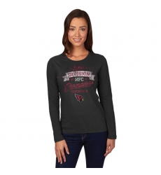 NFL Women Arizona Cardinals Majestic Black 2015 NFC West Division Champions Long Sleeve T-Shirt