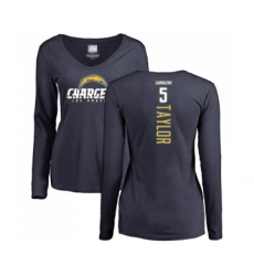 Football Women's Los Angeles Chargers #5 Tyrod Taylor Navy Blue Backer Long Sleeve T-Shirt