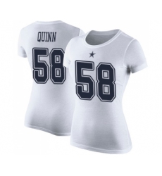 Football Women's Dallas Cowboys #58 Robert Quinn White Rush Pride Name & Number T-Shirt