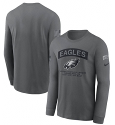 Men's Philadelphia Eagles Gray 2026 Salute to Service Long Sleeve T-Shirt