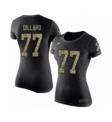 Women's Philadelphia Eagles #77 Andre Dillard Black Camo Salute to Service T-Shirt