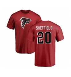 Football Atlanta Falcons #20 Kendall Sheffield Red Name & Number Logo T-Shirt