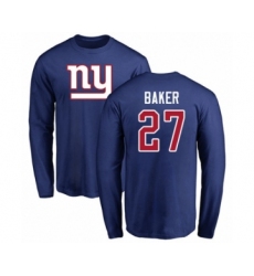 Football New York Giants #27 Deandre Baker Royal Blue Name & Number Logo Long Sleeve T-Shirt