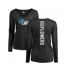 Football Women's Detroit Lions #90 Trey Flowers Black Backer Long Sleeve T-Shirt