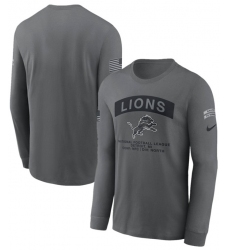 Men's Detroit Lions Gray 2026 Salute to Service Long Sleeve T-Shirt