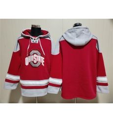 Men's Ohio State Buckeyes Blank Red GreyAgeless Must-Have Lace-Up Pullover Hoodie