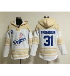 Men's Los Angeles Dodgers #31 Joc Pederson Home White Hoodie