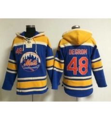 Men's New York Mets #48 Jacob DeGrom Alternate Blue MLB Hoodie