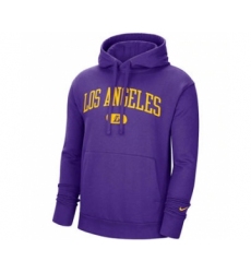 Men's Los Angeles Lakers 2021 Purple Heritage Essential Pullover Basketball Hoodie