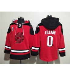 Men's Portland Trail Blazers #0 Damian Lillard Red Lace-Up Pullover Hoodie