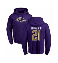 Football Baltimore Ravens #21 Mark Ingram II Purple Name & Number Logo Pullover Hoodie