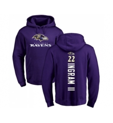 Football Baltimore Ravens #22 Mark Ingram II Purple Backer Pullover Hoodie