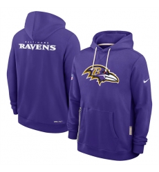Men's Baltimore Ravens Purple Sideline Standard Issue Initial Home Dri-FIT Pullover Hoodie