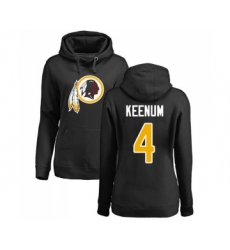 Football Women's Washington Redskins #4 Case Keenum Black Name & Number Logo Pullover Hoodie