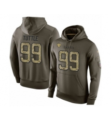 Football Men's New Orleans Saints #99 Shy Tuttle Green Salute To Service Pullover Hoodie