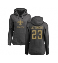 Football Women's New Orleans Saints #23 Marshon Lattimore Ash One Color Pullover Hoodie