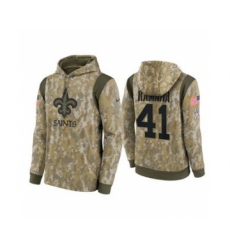 Men's New Orleans Saints #41 Alvin Kamara Camo 2021 Salute To Service Therma Performance Pullover Football Hoodie