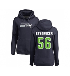 Football Women's Seattle Seahawks #56 Mychal Kendricks Navy Blue Name & Number Logo Pullover Hoodie