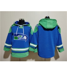 Men's Seattle Seahawks Blank Royal Ageless Must-Have Lace-Up Pullover Hoodie