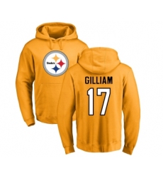 Football Pittsburgh Steelers #17 Joe Gilliam Gold Name & Number Logo Pullover Hoodie