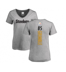 Football Women's Pittsburgh Steelers #85 Xavier Grimble Ash Backer V-Neck T-Shirt