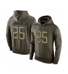 Football Men's Houston Texans #25 Duke Johnson Jr Green Salute To Service Pullover Hoodie